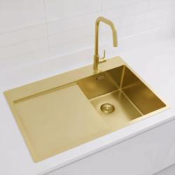 Pure.Sink Exclusivo Златна малка мивка с отцеждаща част 78x52 cm Крана Tapwing вдясно PEX3478RT-60