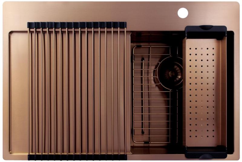 Pure.Sink Exclusivo Медено малко мивко със секция за изтичане 78x52 cm Tapwing вдясно PEX3478RT-62