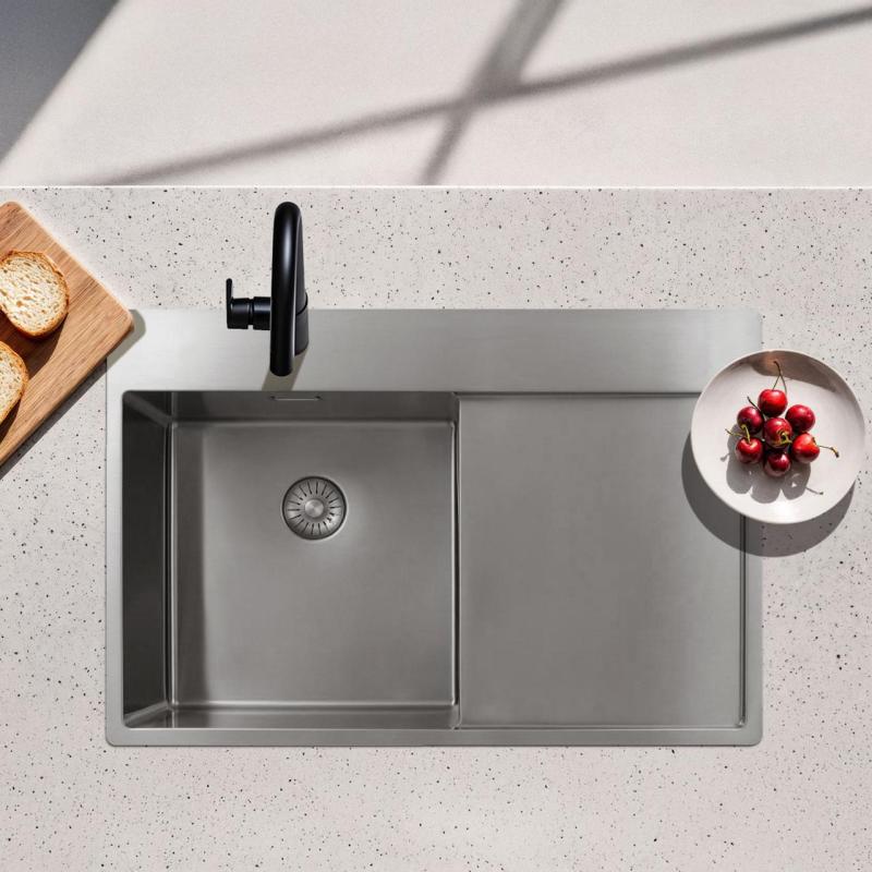 Pure.Sink Exclusivo RVS мивка със сушилник 78x52 cm Tapwing вляво PEX4078LT-02