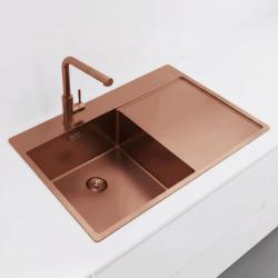 Pure.Sink Exclusivo Меден мивка със сушилня 78x52 cm Tapwing вляво PEX4078LT-62