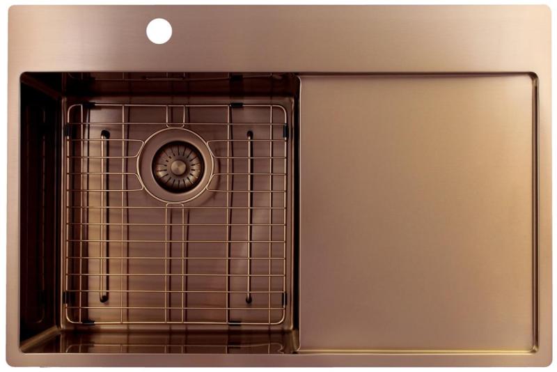 Pure.Sink Exclusivo Меден мивка със сушилня 78x52 cm Tapwing вляво PEX4078LT-62