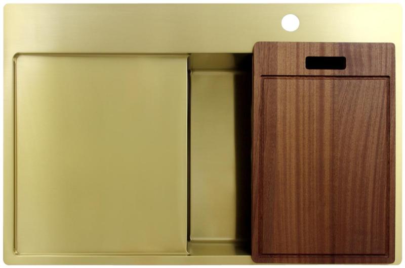 Pure.Sink Exclusivo Златна мивка с отцеждащ се участък 78x52 cm Крана Tapwing вдясно PEX4078RT-60