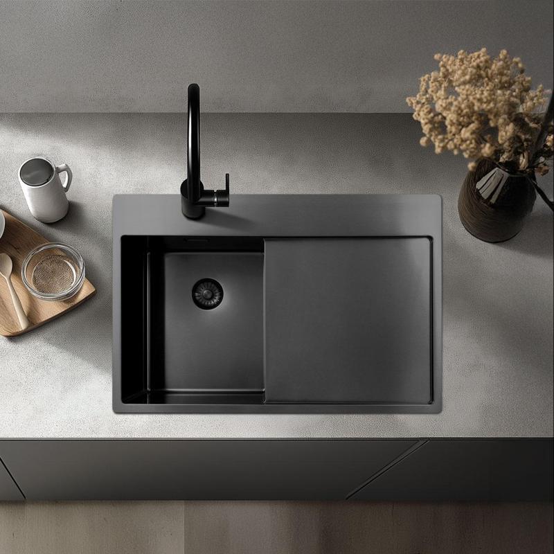 Pure.Sink Exclusivo RVS мивка със секция за капане 86x52 см Tapwing вдясно PEX5086RT-02