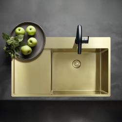 Pure.Sink Exclusivo Златен мивка със сушилник 86x52 см Tapwing вдясно PEX5086RT-60