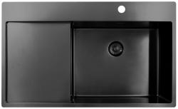 Pure.Sink Exclusivo Gun Metal мивка със секция за оттичане 86x52 cm Tapwing вдясно PEX5086RT-61