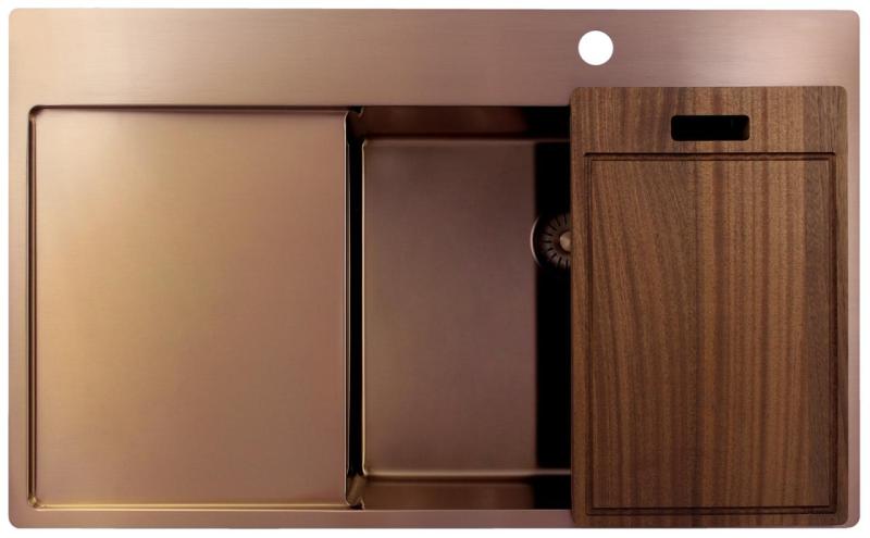 Pure.Sink Exclusivo Медено мивко със сушилня 86x52 см Tapwing вдясно PEX5086RT-62