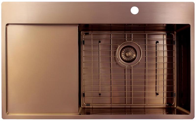 Pure.Sink Exclusivo Медено мивко със сушилня 86x52 см Tapwing вдясно PEX5086RT-62