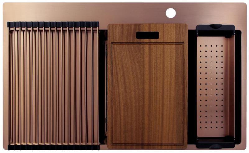 Pure.Sink Exclusivo Медено мивко със сушилня 86x52 см Tapwing вдясно PEX5086RT-62