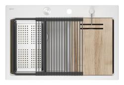 Куадри Хард Рок Двойно бяло гранитно надстройка мивка 76x50 см с RVS щепсел и аксесоари 1208971398