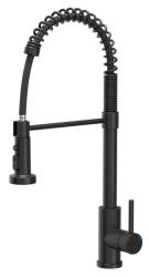 Quadri Redwick кухненски смесител черен с полу-гъвкав изпускателен клапан и душ с 2 вида струя плюс функция за спиране на водата 1208971410