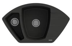 Graniteland Монте Гранитен черен ъглов мивка за монтаж 901x538 мм със неръждаема стомана плъг 1208971413