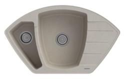 Graniteland Monte Гранитен бежов ъглов мивка за монтаж 901x538mm със стоманена пробка 1208971414