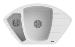 Гранителанд Монте Гранитна бяла ъглова мивка за вграждане 901x538mm със стоманен щепсел 1208971415