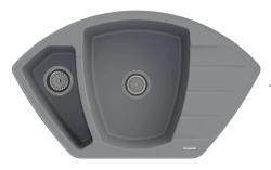 Graniteland Монте Гранитен сив ъглов съдомиялник за повърхностен монтаж 901x538mm със стоманен щепсел 1208971416