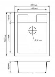 Graniteland Prest Гранитна бежова мивка Tapwing с отвор за чешма, монтаж 400x500mm със стоманена запушалка 1208971422