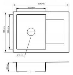 Graniteland Nex Гранитна бежова мивка с отдел за изтичане 574x464 мм 1208971429