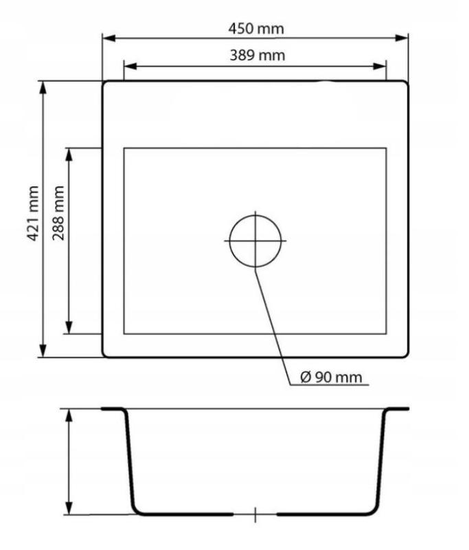 Graniteland Nera Гранитно мивко 45x42 см Бежово Възстановяване с отвор за кран и неръждаема пробка 1208971434