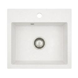 Гранителанд Нера Гранитна Мивка 45x42 см Бяла Надстройка с отвор за чешма и неръждаема пробка 1208971435