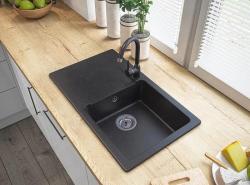 Graniteland Liri Гранитен Ардуин с външен вид на твърд камък мивка с държач за съдове 765x448 мм 1208971437