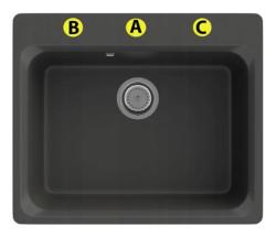Graniteland Vastone Гранитна мивка 619x522 мм Черна С вграден отвор за смесител и неръждаема пробка 1208971443