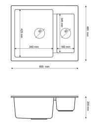 Graniteland Adda Гранитни Бели 1.5 Мивка за Монтаж 600x495mm 1208971455