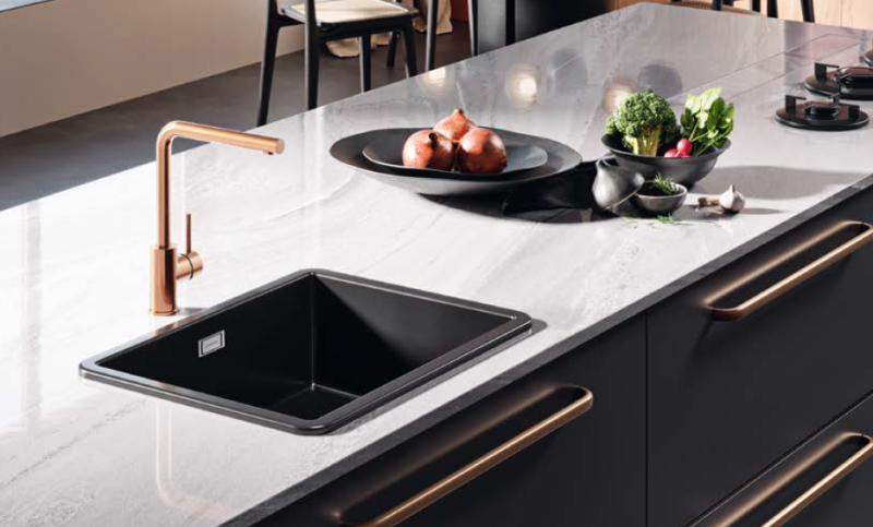 Ausmann Ceramic Ember Керамична Мат Черна Квадратна Мивка за Вграждане и Подграждане 40 x 40 см с Черен щепсел 1208971489