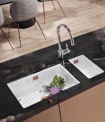 Ausmann Ceramic Ember Керамичен бял полу-мивката за горно и долно монтиране 174 х 400 мм с меден щепсел 1208971502