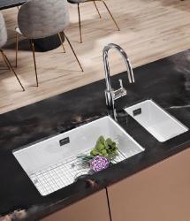 Ausmann Ceramic Ember Керамична бяла половин плот за вграждане и подграждане 174 x 400 мм с Gun metal щепсел 1208971503