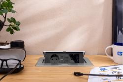 Мебелен контакт MULTISOFT, 2xSHUKO, USB A+C, RJ45, кабел 1.5 м, алуминий