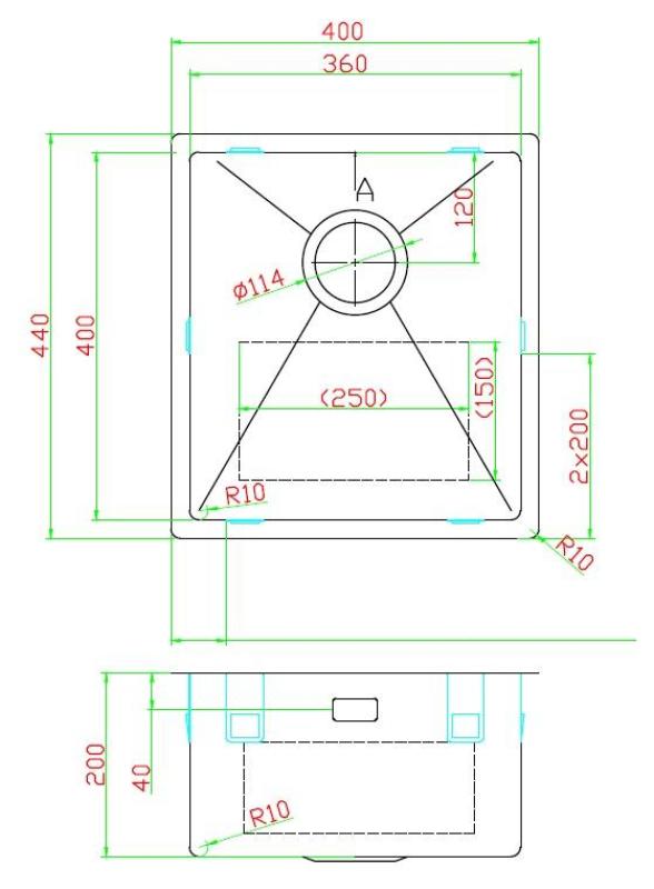 Pure.Sink Luxion Неръждаема мивка 36x40 cm за вграждане, плоско вграждане и надграждане  PLX3640-02