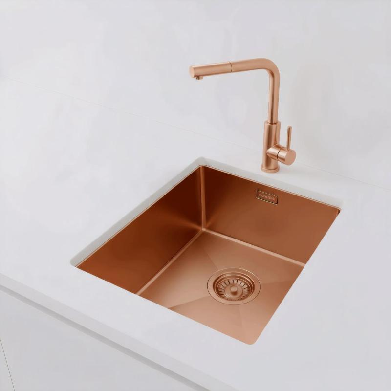 Pure.Sink Luxion Медна мивка 36x40 cm за вграждане, плоско вграждане и надграждане PLX3640-62
