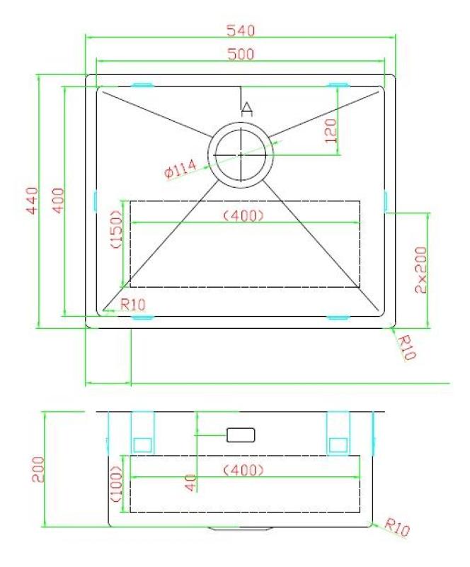Pure.Sink Luxion Неръждаема мивка 50x40 cm за вграждане, плоско вграждане и надграждане  PLX5040-02