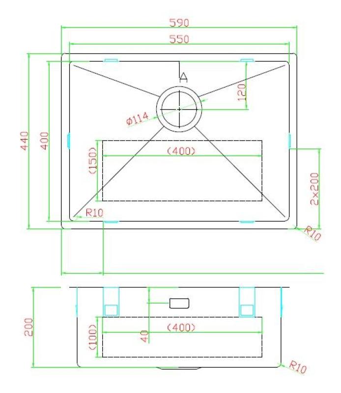 Pure.Sink Luxion Неръждаема мивка 55x40 cm за вграждане, плоско вграждане и надграждане PLX5540-02