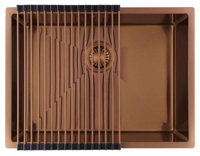 Pure.Sink Luxion Медна мивка 55x40 cm за вграждане, плоско вграждане и надграждане PLX5540-62