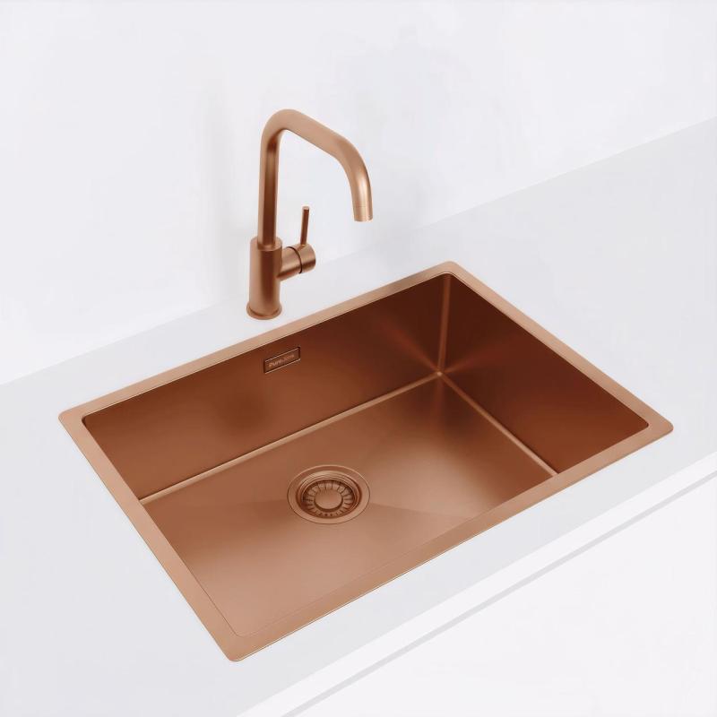 Pure.Sink Luxion Медна мивка 55x40 cm за вграждане, плоско вграждане и надграждане PLX5540-62