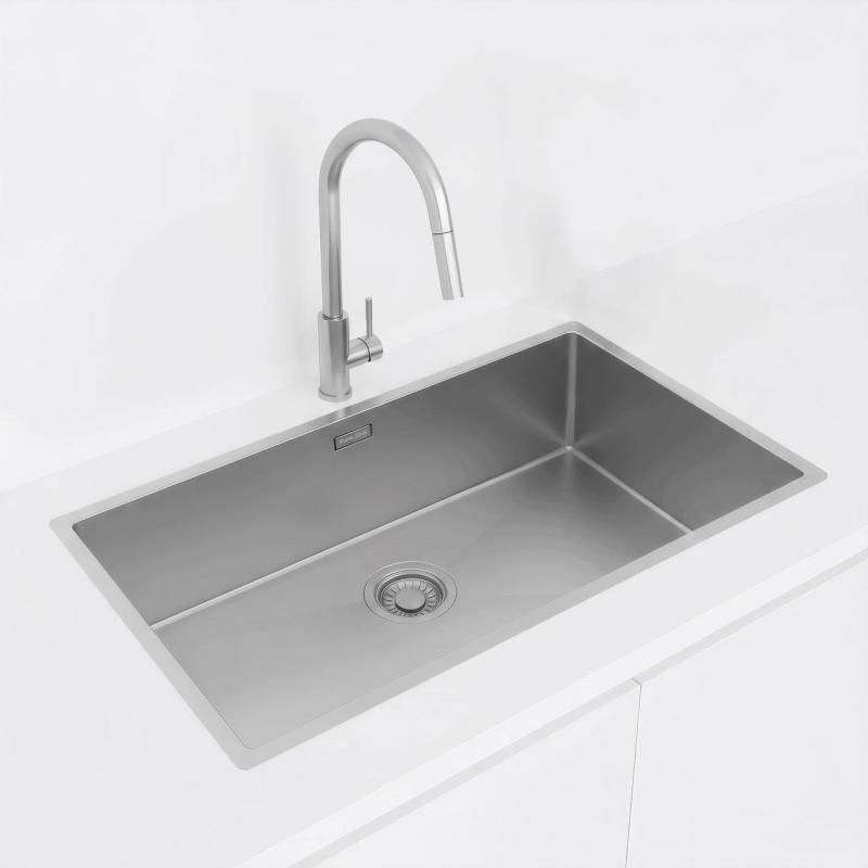 Pure.Sink Luxion Голяма неръждаема мивка 74x40 cm за вграждане, плоско вграждане и надграждане PLX7440-02