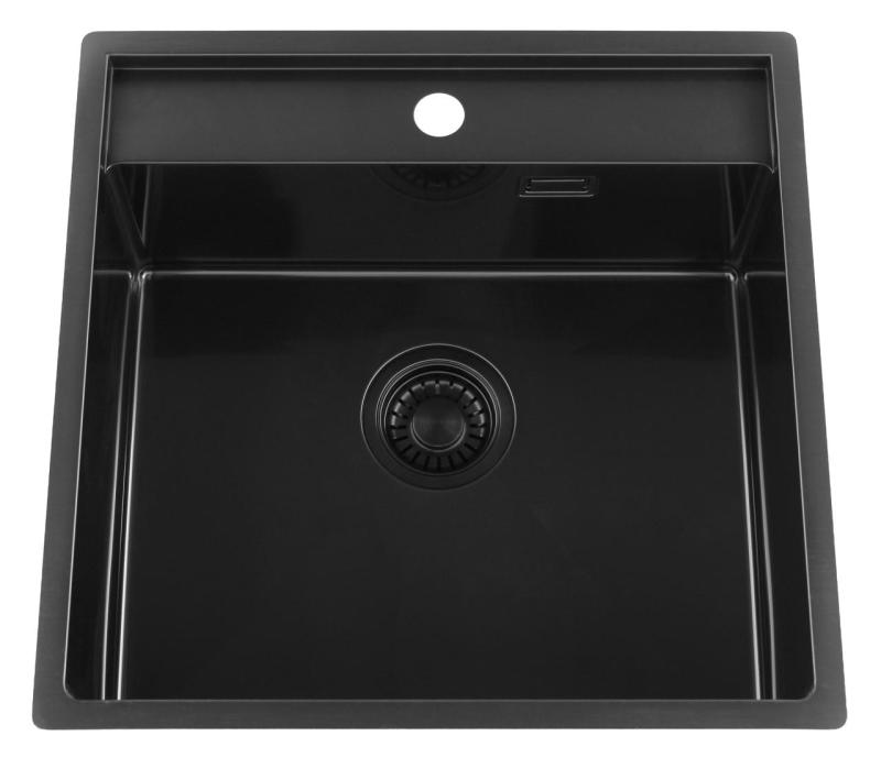 Pure.Sink Luxion PVD Черна мивка 51x50 cm Tapwing с отвор за кран PLX5150T-63