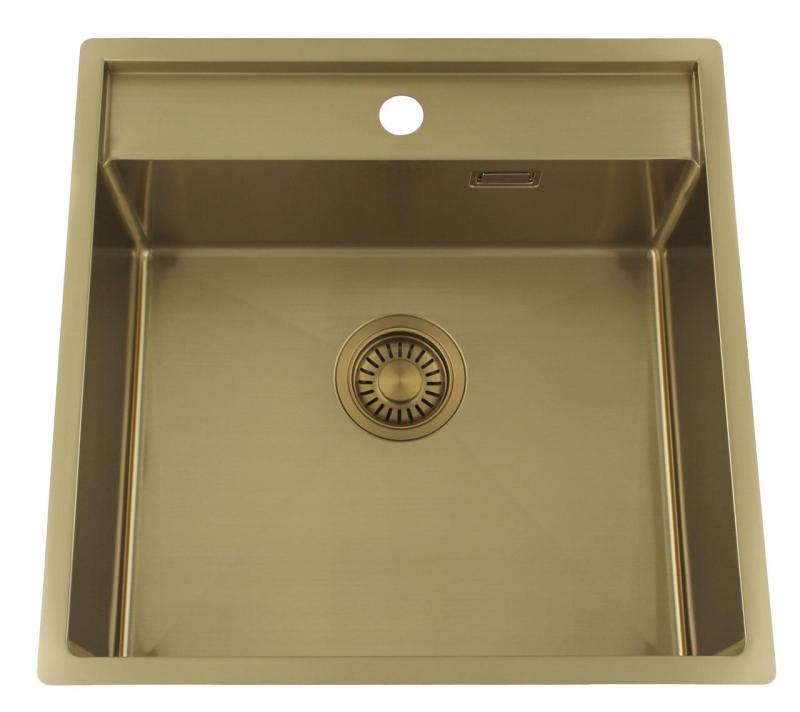 Pure.Sink Luxion Златна мивка 51x50 cm Tapwing с отвор за кран PLX5150T-60
