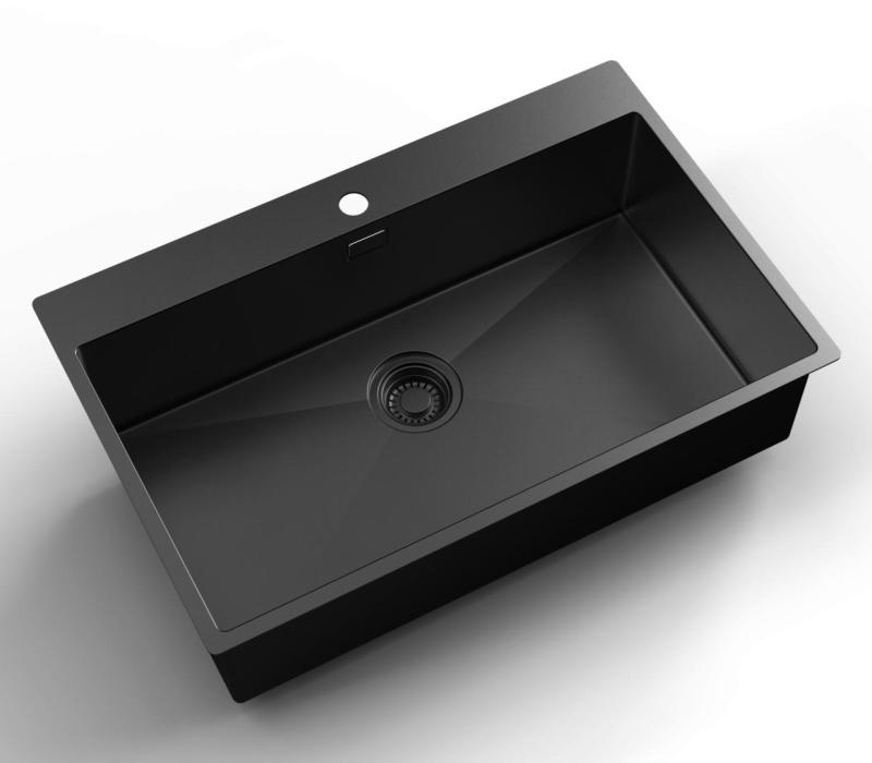 Pure.Sink Luxion PVD Голяма черна мивка 78x50 cm Tapwing с отвор за кран PLX7850T-63