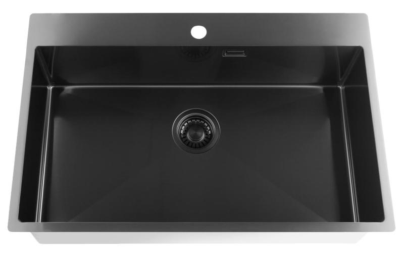 Pure.Sink Luxion PVD Голяма черна мивка 78x50 cm Tapwing с отвор за кран PLX7850T-63