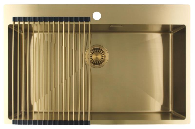 Pure.Sink Luxion Голяма златна мивка 78x50 cm Tapwing с отвор за кран PLX7850T-60