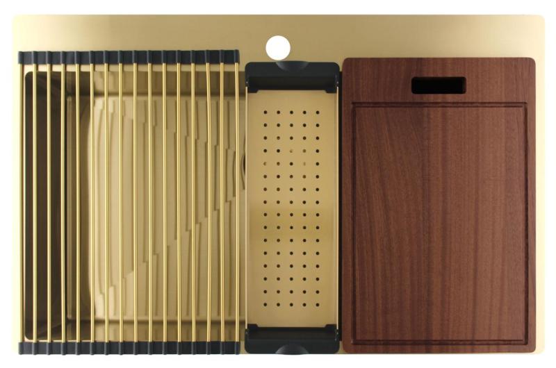 Pure.Sink Luxion Голяма златна мивка 78x50 cm Tapwing с отвор за кран PLX7850T-60