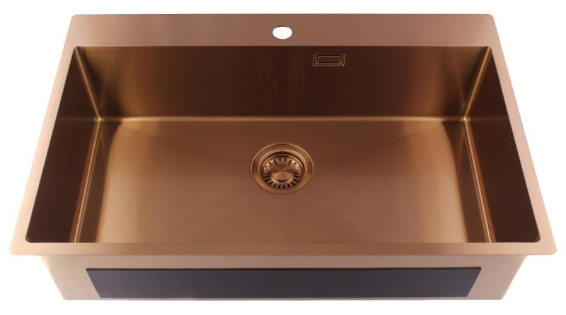 Pure.Sink Luxion Голяма медна мивка 78x50 cm Tapwing с отвор за кран PLX7850T-62