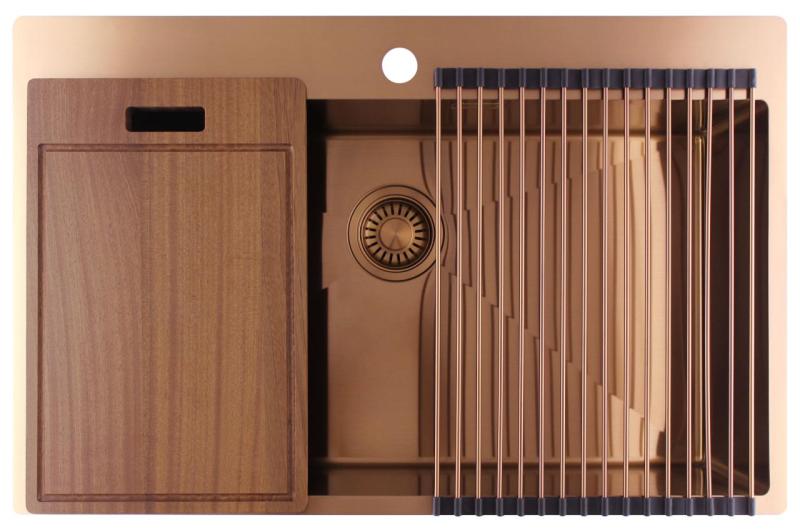 Pure.Sink Luxion Голяма медна мивка 78x50 cm Tapwing с отвор за кран PLX7850T-62