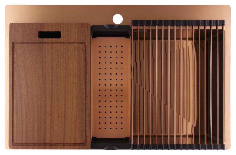 Pure.Sink Luxion Голяма медна мивка 78x50 cm Tapwing с отвор за кран PLX7850T-62