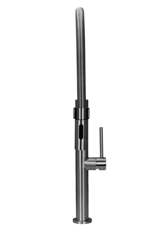 Pure.Sink Luxion масивен кухненски кран от неръждаема стомана с гъвкав излив и 2 вида струя PLXFLEX-02