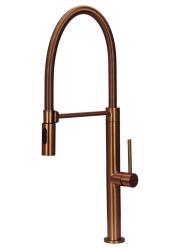 Pure.Sink Luxion Медна кухненска смесителна батерия с гъвкав излив и 2 вида струя PLXFLEX-62