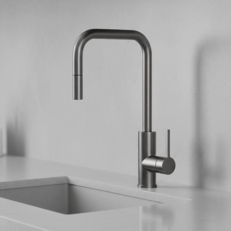 Pure.Sink Luxion Кухненски кран от метал с квадратна форма и изтеглящ се излив PLXSQUA-61