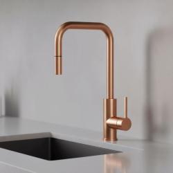 Pure.Sink Luxion Медна кухненска смесителна батерия с изтеглящ се излив PLXSQUA-62