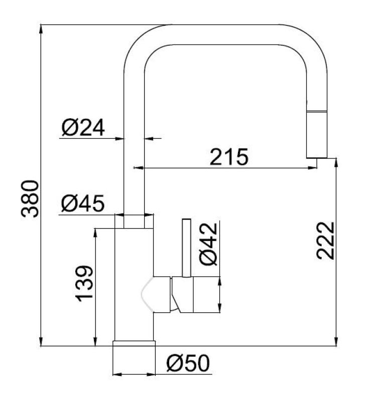 Pure.Sink Luxion Медна кухненска смесителна батерия с изтеглящ се излив PLXSQUA-62